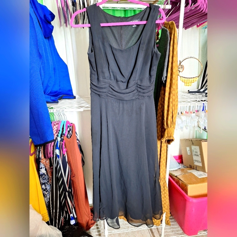 PERCEPTIONS BLACK MIDI DRESS SIZE 10